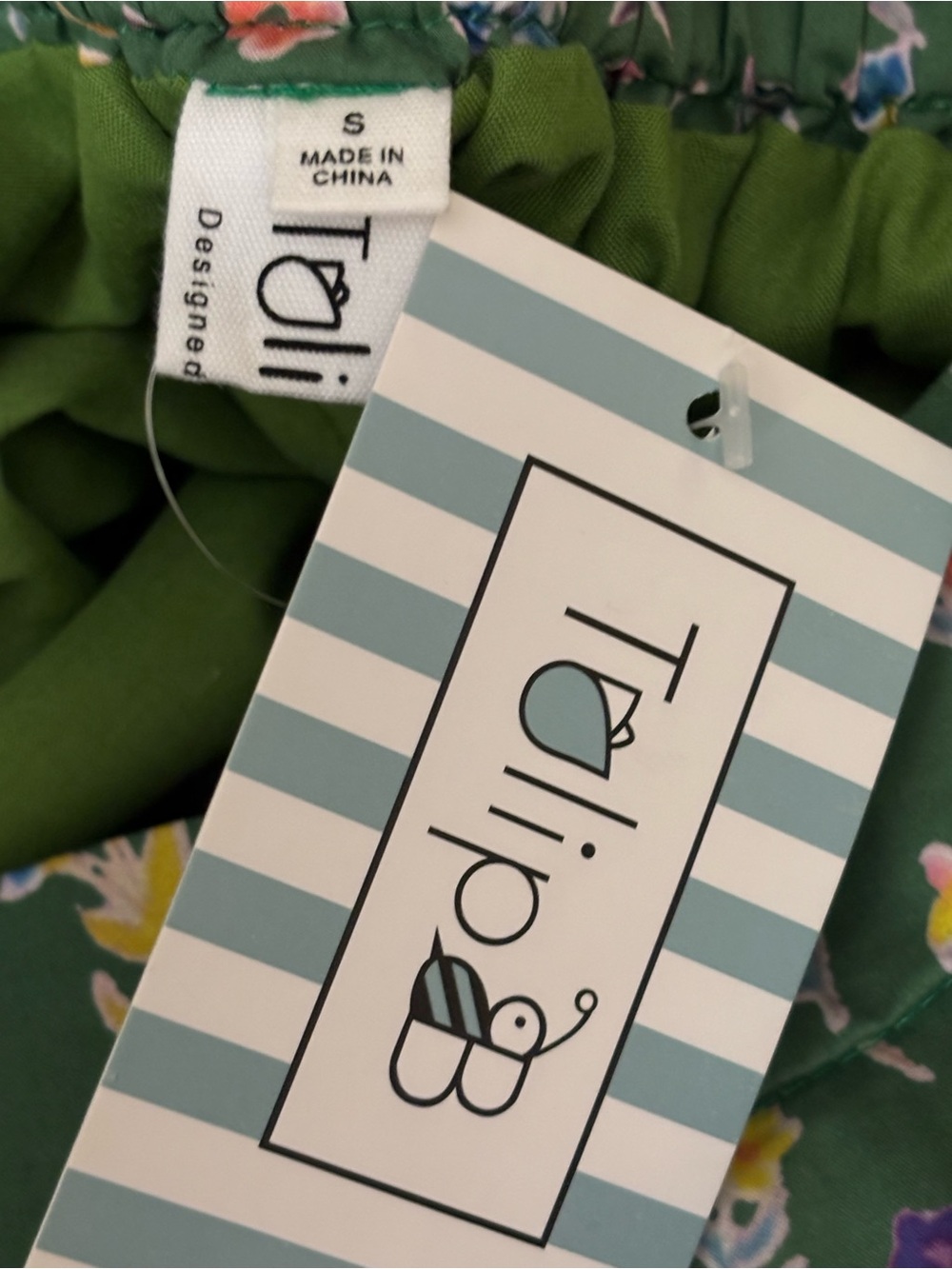 NWT Tulip B Vintage Inspired Green Floral Midi Skirt Elastic Waist Pockets - Picture 2 of 5